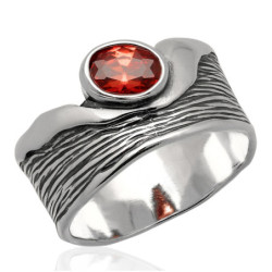 Pierścionek srebrny z cyrkoniami oksydowany SREBRO 925