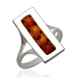 Pierścionek srebrny z bursztynem SREBRO 925