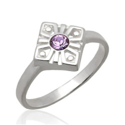 Pierścionek srebrny KWADRAT z cyrkoniami SREBRO 925