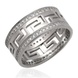 Pierścionek srebrny GRECKI WZÓR z cyrkoniami SREBRO 925