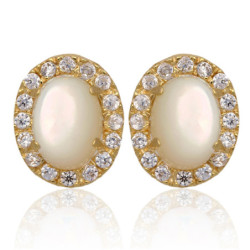 ZŁOTE kolczyki sztyft z opalem ZŁOTO 585