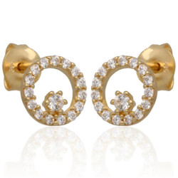ZŁOTE kolczyki sztyft z cyrkoniami ZŁOTO 585