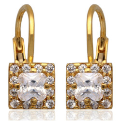 ZŁOTE kolczyki angielskie zapięcie z cyrkoniami ZŁOTO 585