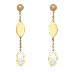 ZŁOTE kolczyki sztyft z masą perłową ZŁOTO 585