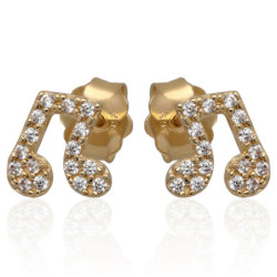 ZŁOTE kolczyki sztyft z cyrkoniami nutka ZŁOTO 585