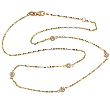 Naszyjnik ZŁOTY damski z cyrkoniami 42-45cm ZŁOTO 585