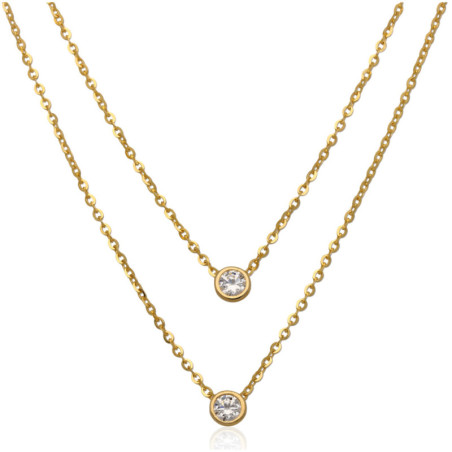 Naszyjnik ZŁOTY damski z cyrkoniami 42-45cm ZŁOTO 585