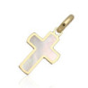 Złoty Krzyżyk KRZYŻ KRZYŻYK z masą perłową ZŁOTO 585