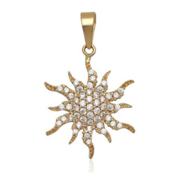 Złota zawieszka Wisior słońce słoneczko z cyrkoniami ZŁOTO 585