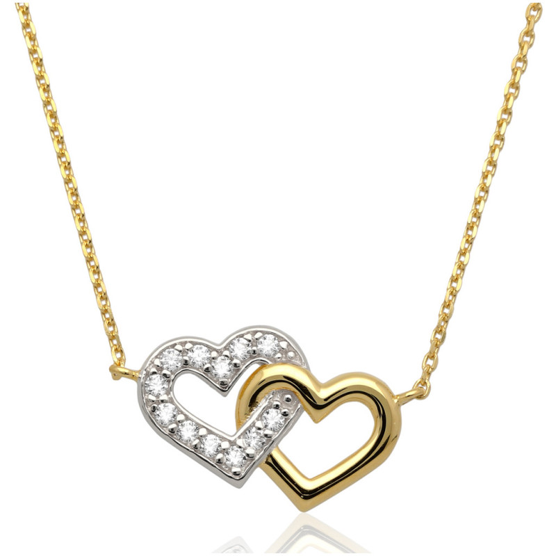 Naszyjnik ZŁOTY damski SERCE z cyrkoniami 42-45cm ZŁOTO 585
