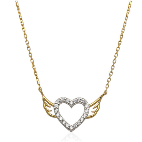 Naszyjnik ZŁOTY damski SERCE z cyrkoniami 42-45cm ZŁOTO 585