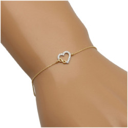 Bransoletka złota damska celebrytka serce nieskończoność 17-20cm 585