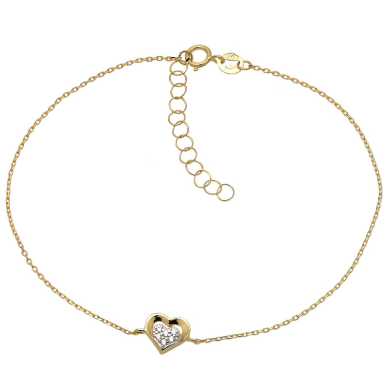 Bransoletka złota damska celebrytka serce 17-20 cm ZŁOTO 585