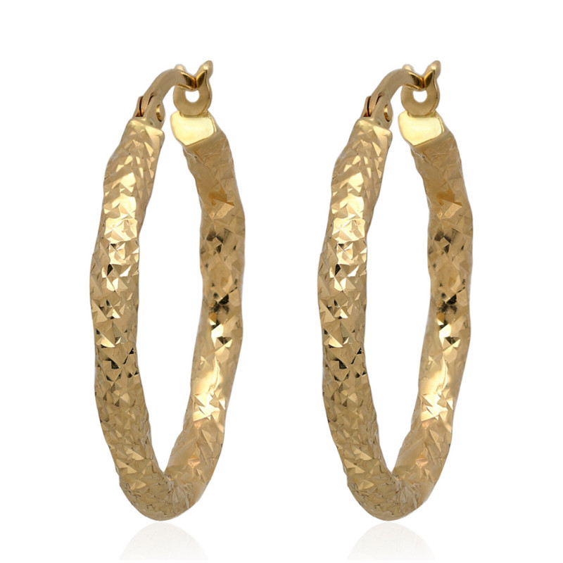 ZŁOTE kolczyki angielskie zapięcie koła diamentowane KÓŁKA ZŁOTO 585