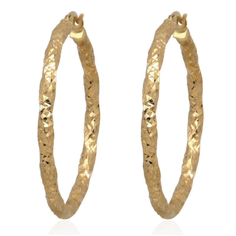 ZŁOTE kolczyki angielskie zapięcie koła diamentowane KÓŁKA ZŁOTO 585