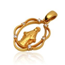 Złoty Medalik Matka Boska z cyrkoniami ZŁOTO 585