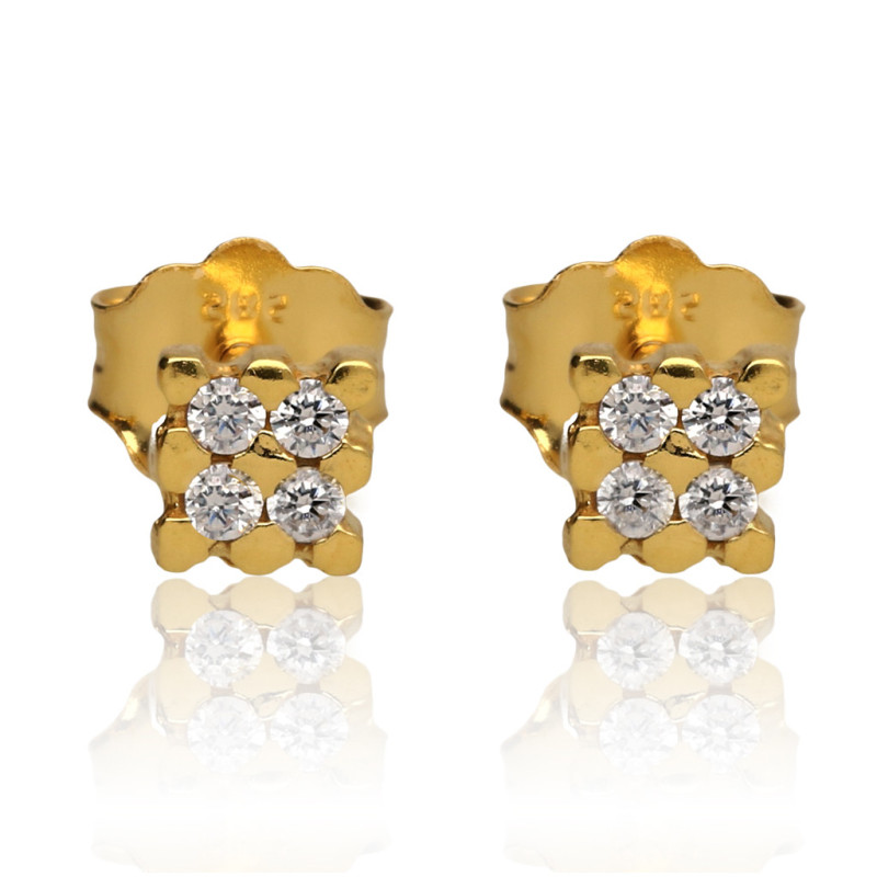 ZŁOTE kolczyki sztyft z cyrkoniami ZŁOTO 585