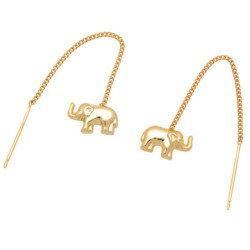 ZŁOTE kolczyki przeciągane wiszące długie słoń ZŁOTO 585