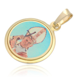 Złoty Medalik Matka Boska JAN PAWEŁ II z emalią ZŁOTO 585