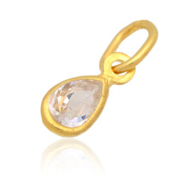 Złota zawieszka Wisior łezka kropla z cyrkoniami ZŁOTO 585