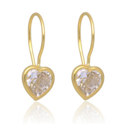 ZŁOTE kolczyki bigiel z cyrkoniami serce serduszka ZŁOTO 585
