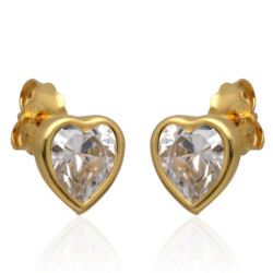 ZŁOTE kolczyki sztyft z cyrkoniami serce serduszka ZŁOTO 585