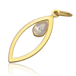 Złota zawieszka Wisior łódeczka z cyrkoniami ZŁOTO 585