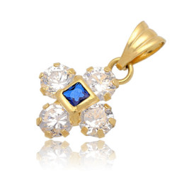 Złota zawieszka Wisior kwiatek z cyrkoniami ZŁOTO 585