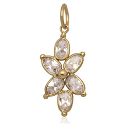 Złota zawieszka Wisior kwiatek z cyrkoniami ZŁOTO 585