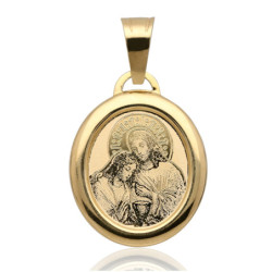 Złoty Medalik Matka Boska PAMIĄTKA I KOMUNII ŚW. ZŁOTO 585