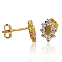 ZŁOTE kolczyki sztyft z cyrkoniami ZŁOTO 585