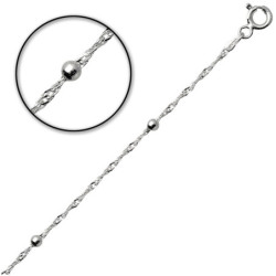 Bransoletka SREBRNA damska SINGAPUR z kulką 19 cm SREBRO 925 3 mm