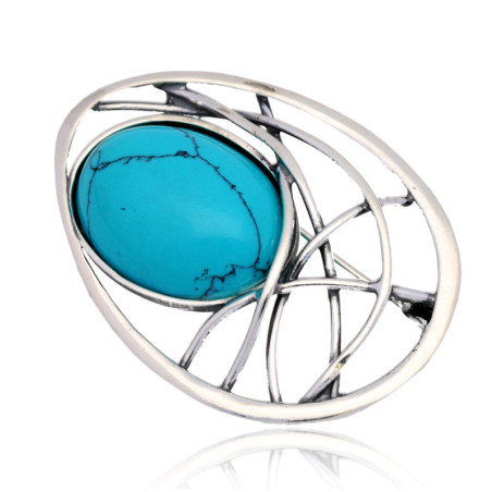 Broszka Srebrna z turkusem SREBRO 925