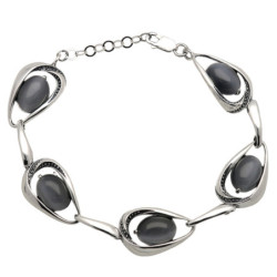 Bransoletka srebrna damska z uleksytem oksydowana SREBRO 925