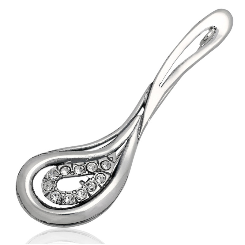 Broszka Srebrna z cyrkoniami oksydowany SREBRO 925