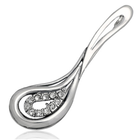 Broszka Srebrna z cyrkoniami oksydowany SREBRO 925