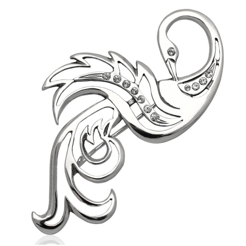 Broszka Srebrna PTAK z cyrkoniami SREBRO 925