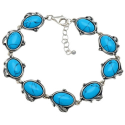 Bransoletka srebrna damska z turkusem 18-21 cm SREBRO 925