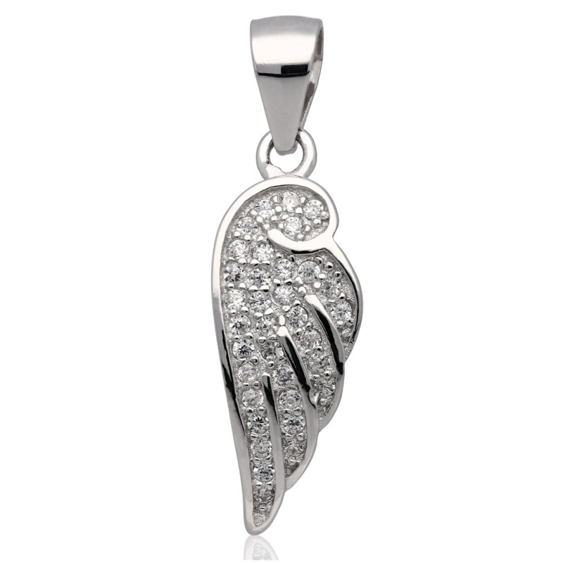 Srebrna ZAWIESZKA wisior SKRZYDŁO ANIOŁA z cyrkoniami rodowany SREBRO 925