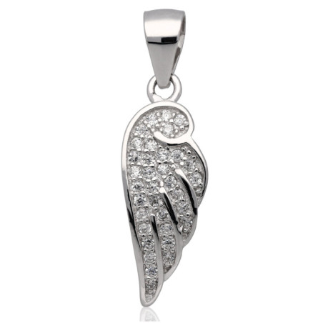 Srebrna ZAWIESZKA wisior SKRZYDŁO ANIOŁA z cyrkoniami rodowany SREBRO 925