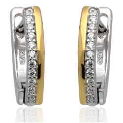 Kolczyki SREBRNE ANGIELSKIE zapięcie z cyrkoniami pozłacane SREBRO 925