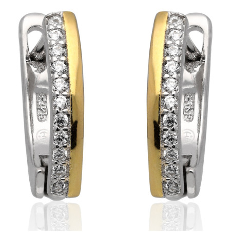 Kolczyki SREBRNE ANGIELSKIE zapięcie z cyrkoniami pozłacane SREBRO 925