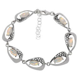 Bransoletka srebrna damska z opalem oksydowana 18-21 cm SREBRO 925