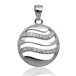 Srebrna ZAWIESZKA wisior OKRĄGŁY z cyrkoniami rodowany SREBRO 925