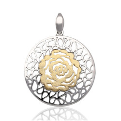 Srebrna ZAWIESZKA wisior RÓŻA OKRĄGŁY pozłacany SREBRO 925