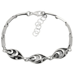 Bransoletka srebrna damska z masą perłową oksydowana 19-22 cm SREBRO 925