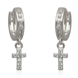 Kolczyki SREBRNE KÓŁKA 10 mm z cyrkoniami koła krzyż rodowane 925