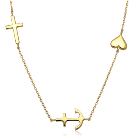 Naszyjnik ZŁOTY damski KRZYŻ SERCE 42-45cm ZŁOTO 585