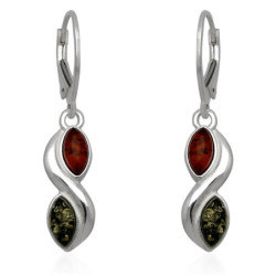 Kolczyki SREBRNE ANGIELSKIE zapięcie wiszące z bursztynem SREBRO 925
