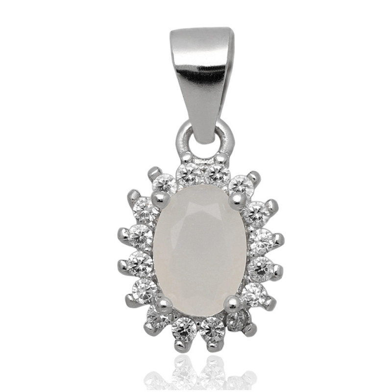 Srebrna ZAWIESZKA wisior kamień cyrkonia rodowany SREBRO 925